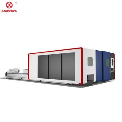 Βιομηχανική διπλή τραπέζι 3000w φύλλο και σωλήνα μηχανή κοπής μετάλλου με λέιζερ με HIWIN οδήγηση