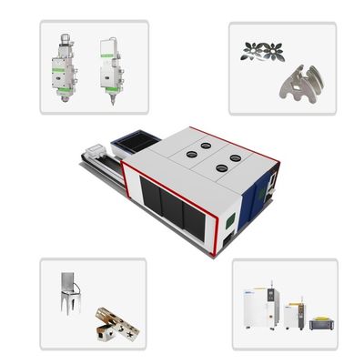Βιομηχανική διπλή τραπέζι 3000w φύλλο και σωλήνα μηχανή κοπής μετάλλου με λέιζερ με HIWIN οδήγηση