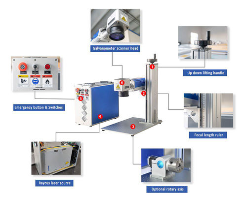 Αεροψυγμένο Split Lightburn 20w 30w 50w 60w 100w 100w Deep Engraving Fiber Laser Marking Machine για μη μεταλλικά υλικά